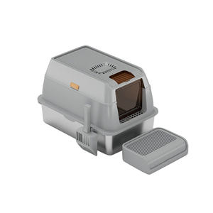 OEM lettiera per gatti Extra Large completamente chiusa in acciaio inossidabile a prova di odore <span class=keywords><strong>Cat</strong></span> wc con vassoio di sabbia facile da pulire - Product Image 1