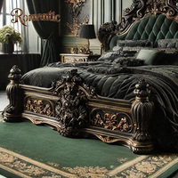 Europäischer Klassischer Designer-Stil Massivholz Leder Kingsize Verstellbarer Bettrahmen Luxus Schlafzimmer Komplettset Montiert