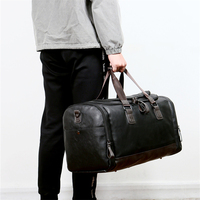 Bolsa de Viaje de Cuero PU Negra, Grande, de Lujo, Resistente al Agua, con Compartimento para Zapatos, para Hombre, 2026 China