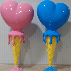 Sculpture d'art pop en fibre <span class=keywords><strong>de</strong></span> verre <span class=keywords><strong>de</strong></span> grande taille, faite à la main, <span class=keywords><strong>de</strong></span> qualité supérieure, sur mesure, en forme <span class=keywords><strong>de</strong></span> crème glacée, pour décoration - Product Image 1