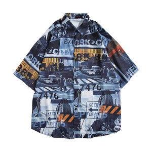 Camicia a maniche corte da <span class=keywords><strong>uomo</strong></span> con stampa completa di alta qualità e stampa di cotone - Product Image 5