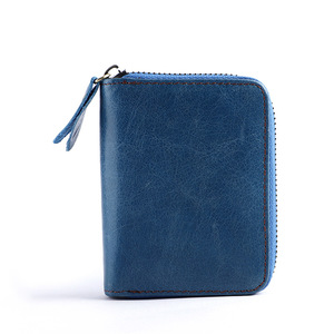 Dujiang Genuine Leather Accordion <b>Card</b> <b>Holder</b> Multi Slot Zipper <b>Wallet</b> For Credit <b>Cards</b> Everyday Use Blue - Product Image 2