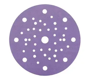 Discos de lijado de cerámica púrpura, abrasivos, 150MM, múltiples agujeros, gancho y bucle, papel de lija