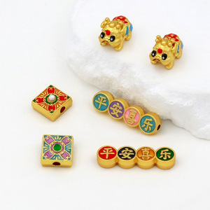 Accesorios de joyería tradicionales con láminas de oro, cuentas espaciadoras de loto para la paz y la alegría, cuentas sueltas para pulseras hechas a mano DIY D145 - Product Image 3