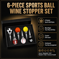 Ensemble de bouchons de bouteille de vin personnalisés SHUNSTONE, six designs sportifs avec boîte cadeau noire, idées de cadeaux d'entreprise originales pour hommes