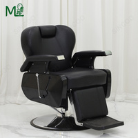 Fauteuil de Barbier Réglable Hydraulique en Cuir Durable avec Piètement Métallique pour Salon et Atelier