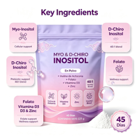 Poudre de Myo & D-Chiro Inositol 40:1 Marque Blanche pour l'Équilibre Hormonal Féminin, la Santé Ovarienne, Supplément de Vitamine D3 et de Zinc