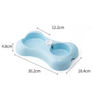 Comedouro Duplo para Animais de Estimação com Dispensador de Água, Tigela Plástica em Forma de Osso Antiderrapante para Cães e Gatos - Product Image 3