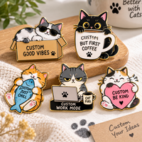 Pins en émail dur haut de gamme personnalisés, mignons et humoristiques, motifs chat, café, ordinateur portable, poisson, badges de revers en métal personnalisés, cadeau pour les amoureux des chats