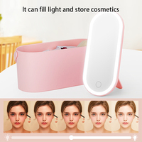 Boîte de rangement créative Miroir de maquillage Portable Portable Boîte de toilette Miroir de beauté à rotation libre avec lumière LED