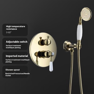 ฝักบัวอาบน้ำแบบติดผนัง รุ่น Buterfleoge Antique Brass Gold ขนาด 8 นิ้ว พร้อมชุดฝักบัวแบบฝังในผนัง ให้ละอองน้ำนุ่มนวล วัสดุเซรามิก สำหรับโรงแรม รุ่น BA-229 8 นิ้ว - Product Image 4