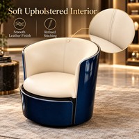 Fauteuil individuel moderne en fibre de carbone, chaise longue ronde en cuir pour salon, chambre, suite d'hôtel, usage intérieur, coque bleue
