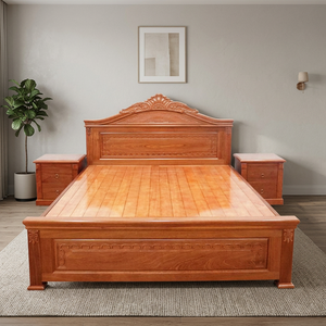 Solid Mahogany 1.8m X 2m <b>Bed</b> <b>Frame</b> <b>Queen</b>/King <b>Size</b> Modern Traditional Style Soft Plywood Panel High Load Capacity Home Hotel Use - Product Image 3