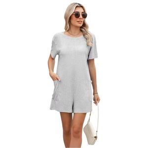 Nuevo Mono de Verano Sexy Estilo Europeo Americano con Escote en V, Bolsillos y Manga Corta para Mujer, Pantalones de Playa - Product Image 5