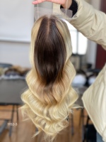 Topper de cheveux vierges SHY, couleur blond foncé, cuticules alignées, cheveux européens, lace front, couverture capillaire fine, fournisseur d'usine