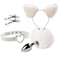 Plug anal en métal 4-en-1 avec queue de renard pour chat, jouet sexuel pour adultes