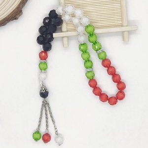 Braccialetto Islamico con 33 Perle Tasbih Bandiera Palestinese 10mm, Gioiello Trendy, Regalo di Preghiera Musulmano, Perle Acriliche 10mm Palestina - Product Image 1