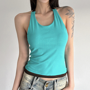 Sexy Open Back High Elastic Braided Halter Tie up Sleeveless Knitted Vest <b>Top</b> with Bow Y2K Streetwear Clubwear <b>Festival</b> Outfit - Product Image 5