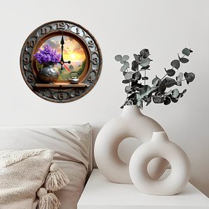 <b>Round</b> Wooden Wall Clock 25Cm Modern Farmhouse Silent Non Ticking Home Decor Clock - Product Image 2