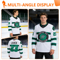 Maillot de hockey sur glace en twill de polyester respirant à 100 %, logo brodé personnalisé, patch écologique, séchage rapide, unisexe, adulte, puck