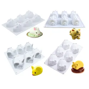 Diy Six Cavities Food Grade 3d Animals Bunny Silicone Baking Mold For Chocolate Cake Mousse Supplies Cake Decor