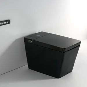 Lusso elettrico intelligente un pezzo closestool wc wc automatico nero intelligente bidet wc