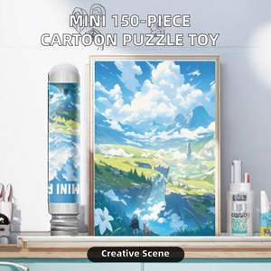 Mini puzzle créatif en papier cartonné bleu de 150 pièces, paysage de dessin animé, jouet éducatif en couleur pour enfants de 2 à 4 ans et adultes - Product Image 2
