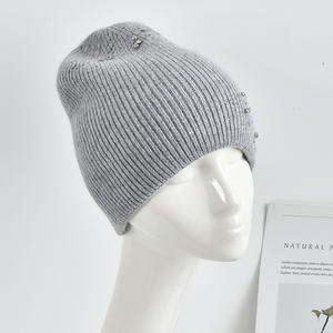 Berretto a maglia in lana d'angora invernale all'ingrosso della fabbrica berretto personalizzato con strass con diversi colori - Product Image 5