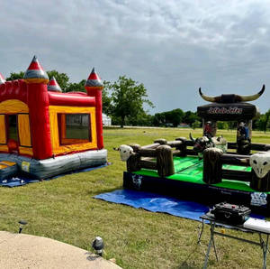 Glissière combinée pour enfants de videur de <span class=keywords><strong>vache</strong></span> laitière <span class=keywords><strong>gonflable</strong></span> populaire de cavalier d'air et château de rebond - Product Image 2
