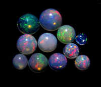 Opale synthétique éthiopienne (créée en laboratoire) taille brillant cabochon, pierre précieuse en vrac pour la fabrication de bijoux, 20-45mm, effet de couleur/feu, certifiée