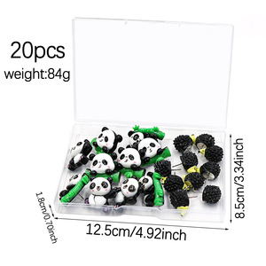 Lot de 20 épingles murales en métal Panda et Hérisson pour décorations murales créatives et tableaux en feutre - Product Image 2