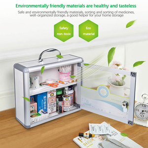 ארון אחסון קיר רב שכבתי מאלומיניום Glosen B014, ארון תרופות ביתי, עם ידית ומנעול - Product Image 2
