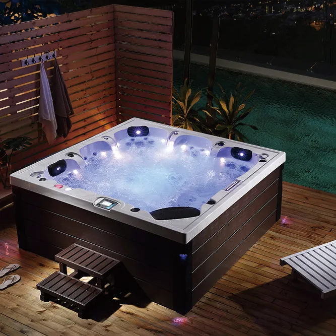 Luxe Moderne Buitenspa 5 Volwassenen Bubbelbad Japanse Badkuip Whirlpool Spa Enorme Massage Hot Tub Met Tv Muziek Uit