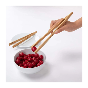 Pinces à pain en <span class=keywords><strong>bambou</strong></span> massif écologiques gravées sur mesure en gros, ustensiles de cuisine 4 pièces pour serveurs avec logo - Product Image 4