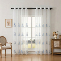 COSENNATUR Rideaux Transparents Brodés Motif Paon Élégants et Filtrant la Lumière pour Salon et Chambre à Coucher