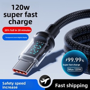 <span class=keywords><strong>สาย</strong></span>ดาต้า <span class=keywords><strong>Type</strong></span>-<span class=keywords><strong>C</strong></span> รุ่นใหม่ PD120W แบบใส <span class=keywords><strong>ชาร์จ</strong></span>เร็วสุดแรง พร้อมจอแสดงผลดิจิตอล หุ้มด้วยไนลอน สำหรับ iPhone 17 Pro - Product Image 2