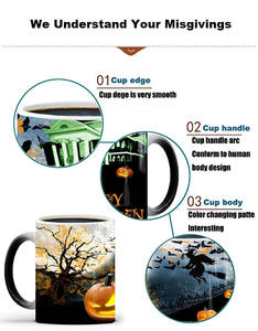 Taza <span class=keywords><strong>de</strong></span> café <span class=keywords><strong>de</strong></span> cerámica personalizada superventas, taza mágica negra, sublimación, <span class=keywords><strong>precio</strong></span> al por mayor, porcelana, Taza <span class=keywords><strong>de</strong></span> cerámica que cambia <span class=keywords><strong>de</strong></span> Color para Halloween - Product Image 3
