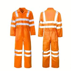 Uniforme de Trabajo Industrial Personalizable al por Mayor con Logotipo, 100% Algodón, Antiarrugas, Cinta Reflectante Naranja, Primera Promoción - Product Image 1