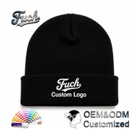Bonnet en tricot côtelé avec logo personnalisé, bonnet d'hiver uni en tricot pour temps froid