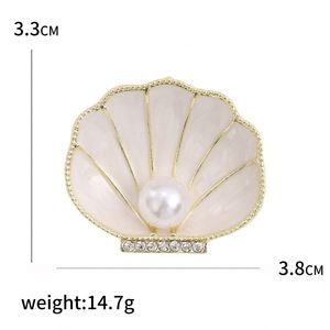 Broche de concha de perla de aceite de gota de esmalte creativo de estilo coreano, ramillete de Vieira de vida marina de dibujos animados de aleación, Pin personalizado - Product Image 5