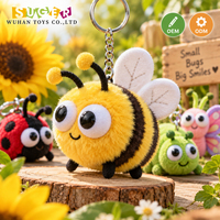Porte-clés en peluche abeille personnalisé OEM ODM, breloque de sac mignonne en forme d'insecte en peluche pour cadeaux, souvenirs, promotions de détail et vente en gros