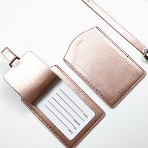 Étiquette <span class=keywords><strong>de</strong></span> bagage en cuir PU double face, couleur unie, pour publicité d'agences <span class=keywords><strong>de</strong></span> <span class=keywords><strong>voyage</strong></span>, personnalisable avec LOGO, vente en gros transfrontalière - Product Image 2