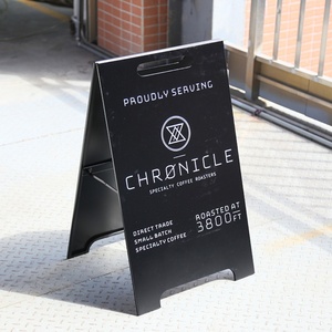 Windproof Folding Sidewalk Sign Stainless Steel Sandwich Board Pavement a <b>Frame</b> Sign Stand Outdoor - Product Image 3