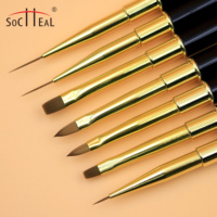 Pince à ongles ovale double tête de luxe Yalixin, personnalisable avec logo privé, manche métallique professionnel, poils synthétiques en nylon plats et ondulés