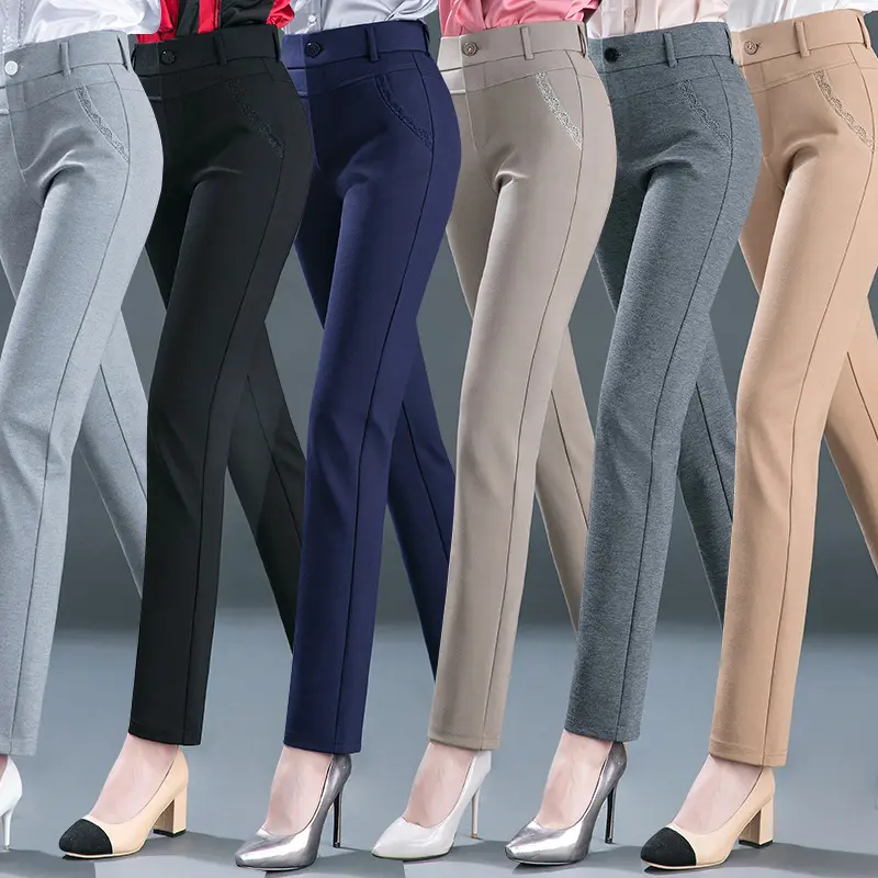 plus size 26~34 Full length women business formal trousers female work wear office career large size trousers