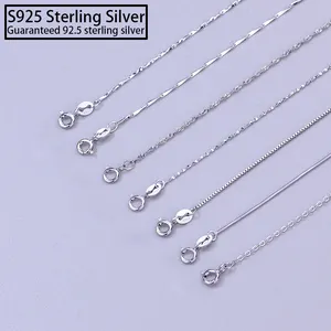 S925 real sterling silver 18inch chain advanced Water wave snake bone box cross chain diy pendant necklace