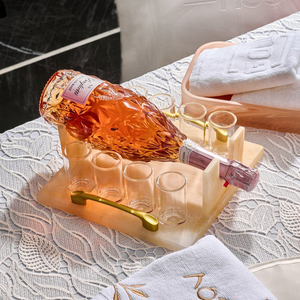 Juego de Copas de Vino y Vasos de Chupito de Acrílico de Lujo con Asa Dorada para Exhibición, Mesa Judaica, Shabbat, Rosh, Festividades - Product Image 4