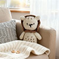 Crochet personnalisé Amigurumi Lion jouet doux Mini Lion hochet couette PP coton animal en peluche cadeau tricoté à la main en peluche pour bébé