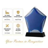 Placa de Reconocimiento Personalizada con Estrella de Cristal, Inserto de Cinco Puntas de Colores, Grabado en Oro, Premio al por Mayor