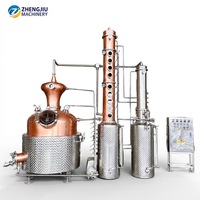 Alambic en cuivre ZJ 750L TP2 pour la distillation d'alcool, équipement de distillerie avec réservoir de collecte cylindrique.